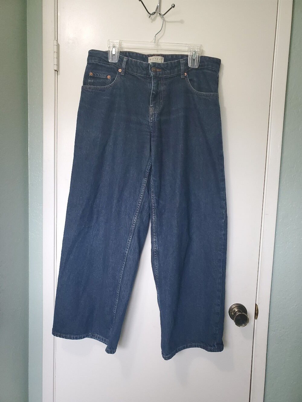 Motel Rocks Unisex Denim Wide-Leg Parallel 5 Pocket Jeans 34.5" Waist 28.25" L